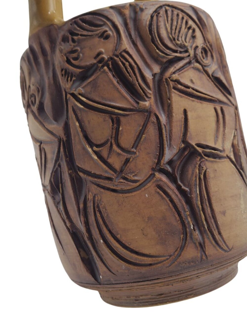 Vintage Handmade Italian Ceramic Basket Vase With Intricate Relief Design & Hand - Picture 11 of 14